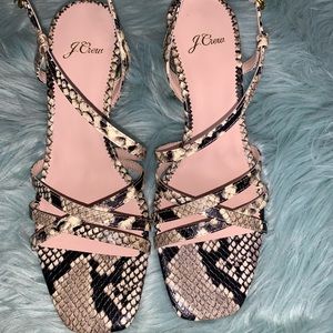 Odette strappy sandals in snake-embossed leather